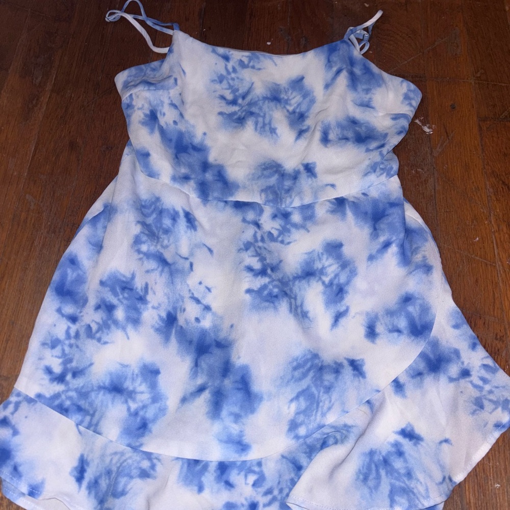 Blue and White Tie-Dye Dress